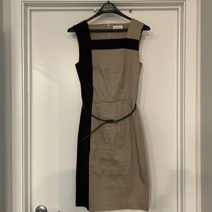 Calvin Klein. Size 6. Black / Tan dress.